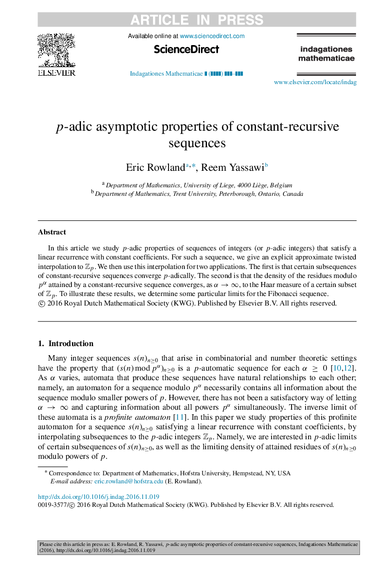 p-adic asymptotic properties of constant-recursive sequences