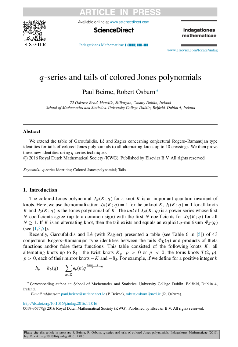 
         q-series and tails of colored Jones polynomials
