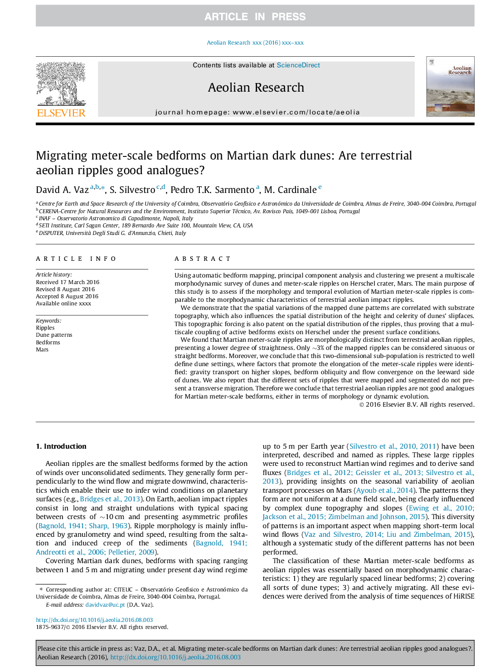 Migrating meter-scale bedforms on Martian dark dunes: Are terrestrial aeolian ripples good analogues?