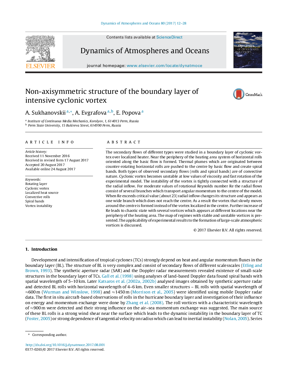 Non-axisymmetric structure of the boundary layer of intensive cyclonic vortex