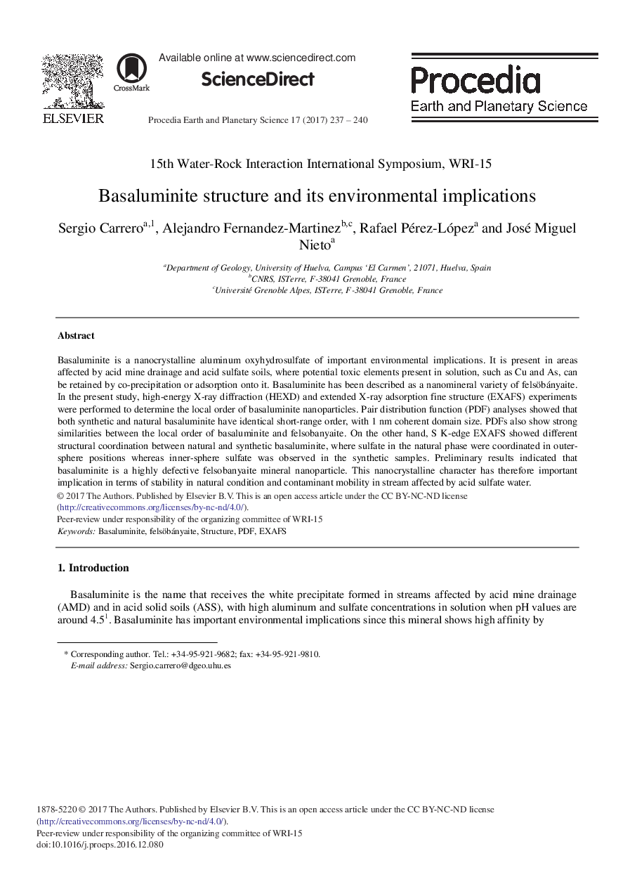 Basaluminite Structure and its Environmental Implications