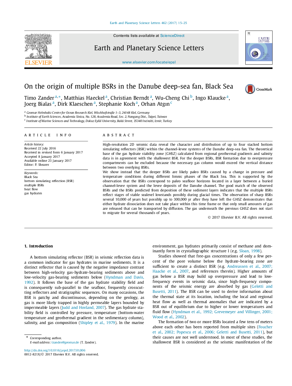 On the origin of multiple BSRs in the Danube deep-sea fan, Black Sea