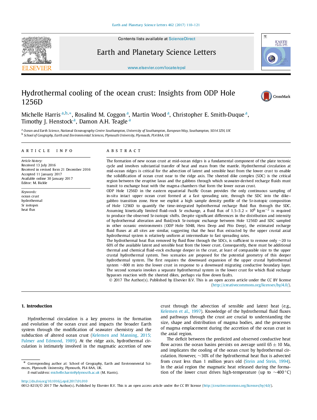 Hydrothermal cooling of the ocean crust: Insights from ODP Hole 1256D