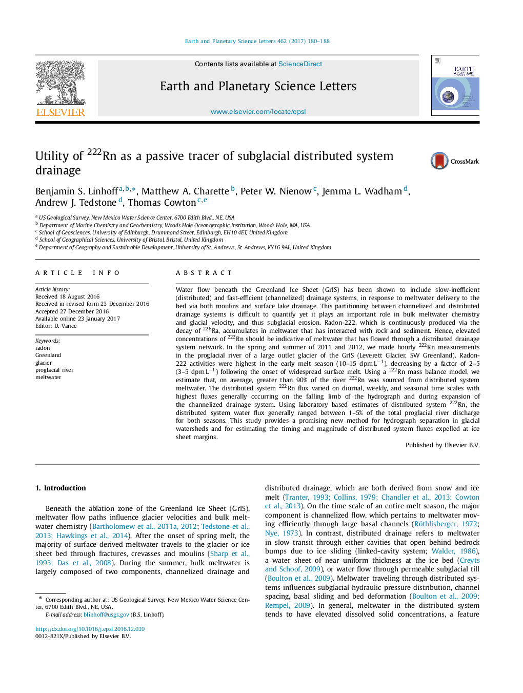 Utility of 222Rn as a passive tracer of subglacial distributed system drainage