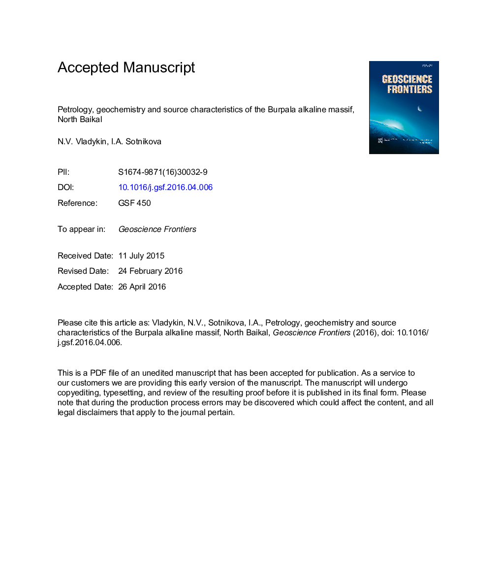 Petrology, geochemistry and source characteristics of the Burpala alkaline massif, North Baikal