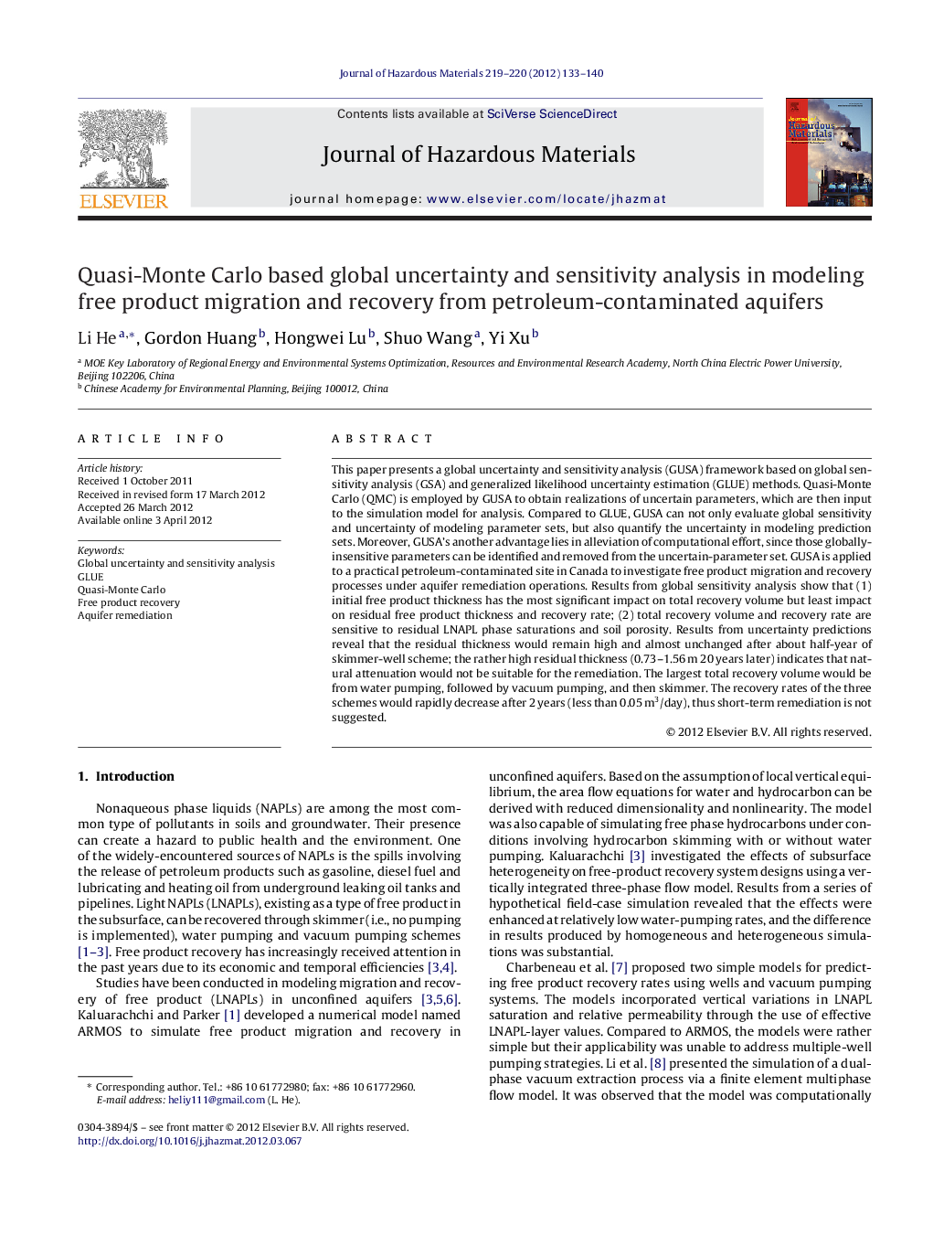 Quasi-Monte Carlo based global uncertainty and sensitivity analysis in modeling free product migration and recovery from petroleum-contaminated aquifers