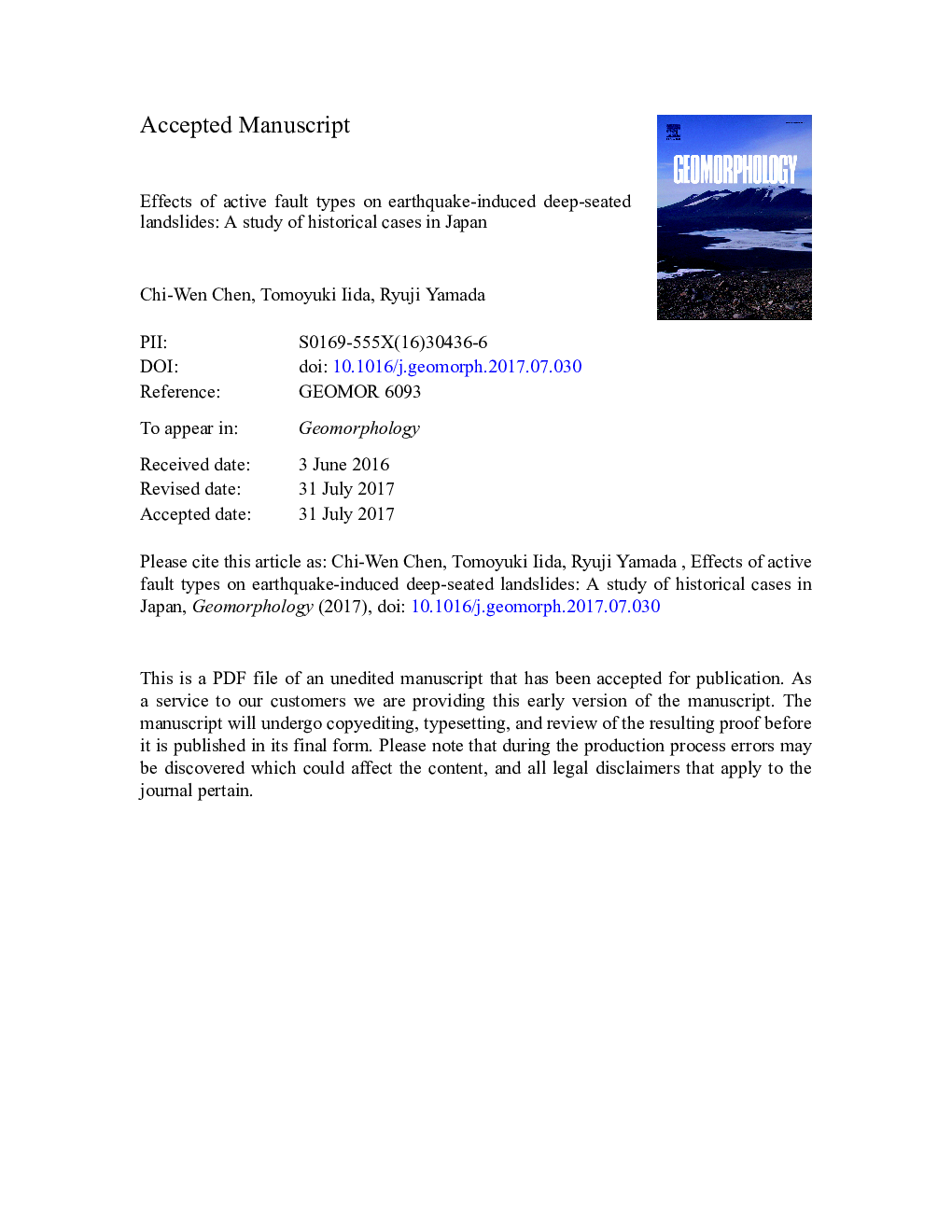 Effects of active fault types on earthquake-induced deep-seated landslides: A study of historical cases in Japan