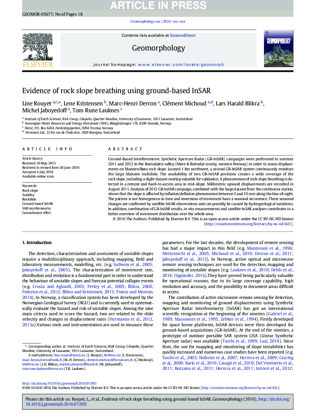 Evidence of rock slope breathing using ground-based InSAR