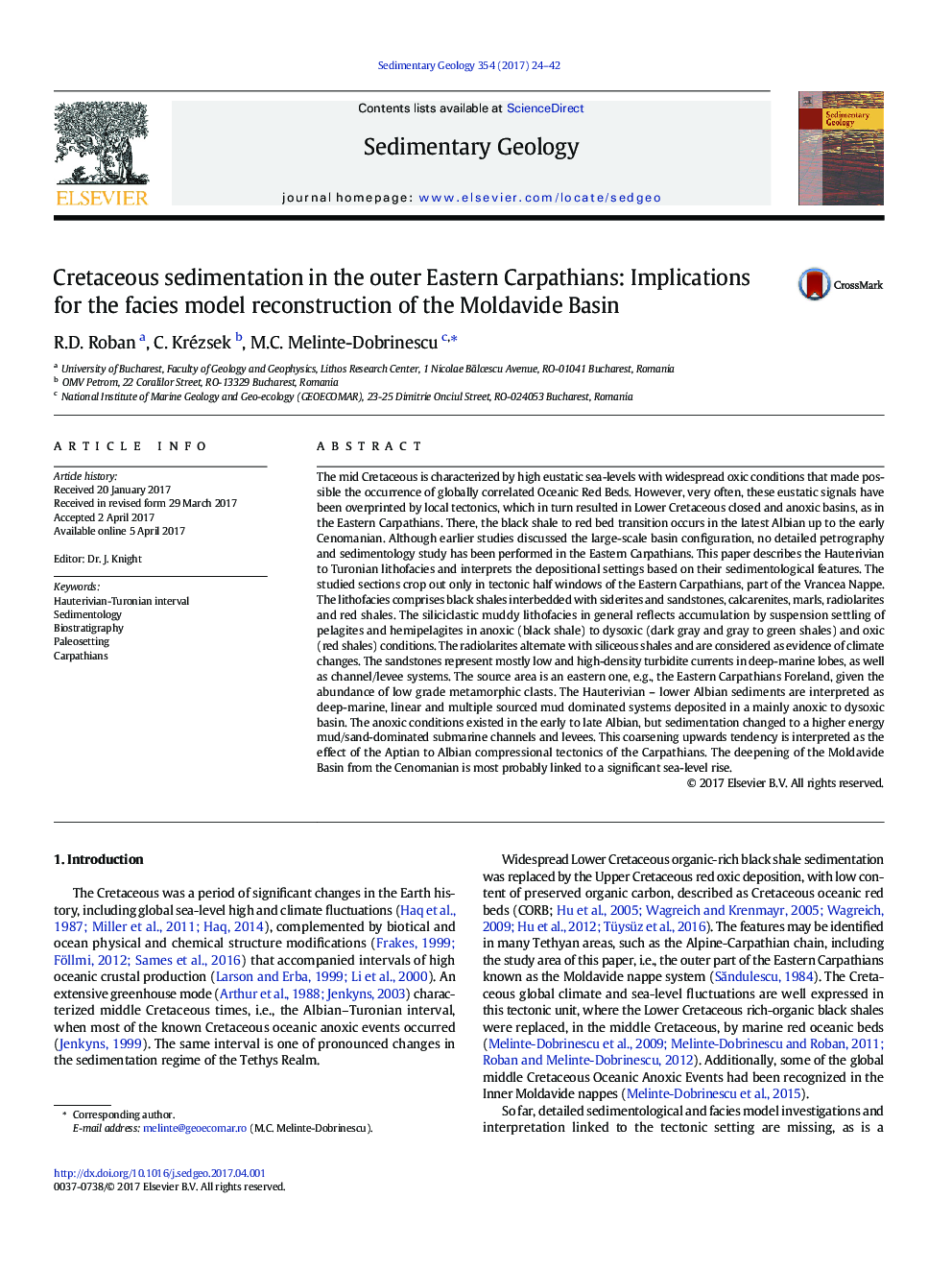 Cretaceous sedimentation in the outer Eastern Carpathians: Implications for the facies model reconstruction of the Moldavide Basin