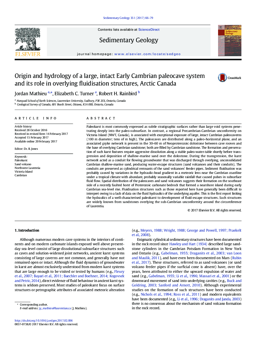 Origin and hydrology of a large, intact Early Cambrian paleocave system and its role in overlying fluidisation structures, Arctic Canada