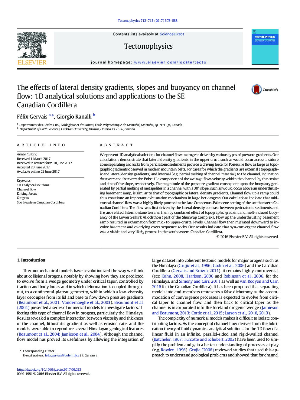 The effects of lateral density gradients, slopes and buoyancy on channel flow: 1D analytical solutions and applications to the SE Canadian Cordillera