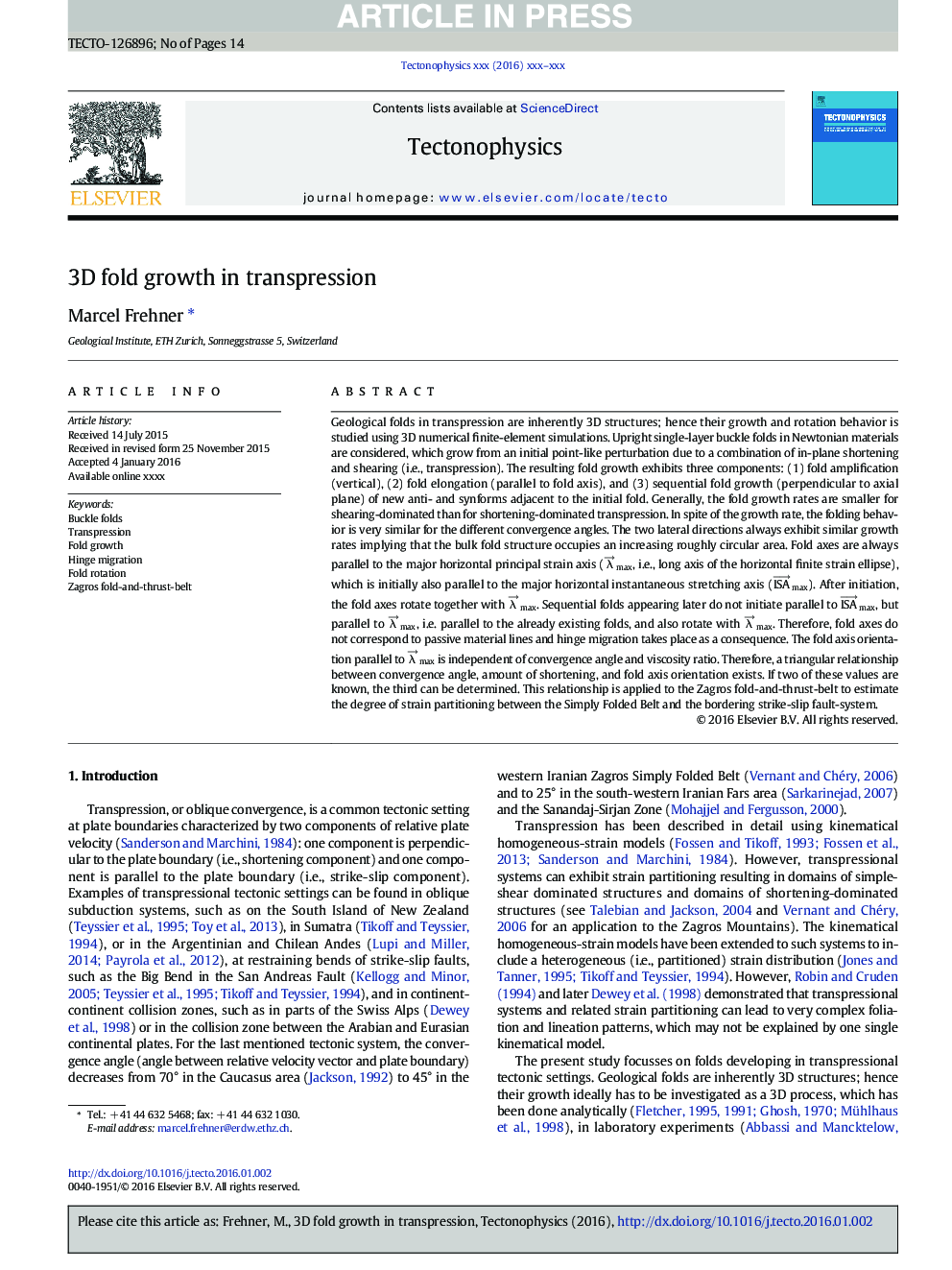 3D fold growth in transpression