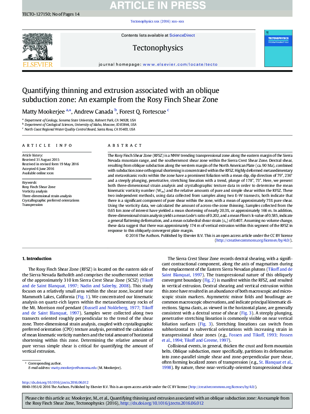 Quantifying thinning and extrusion associated with an oblique subduction zone: An example from the Rosy Finch Shear Zone