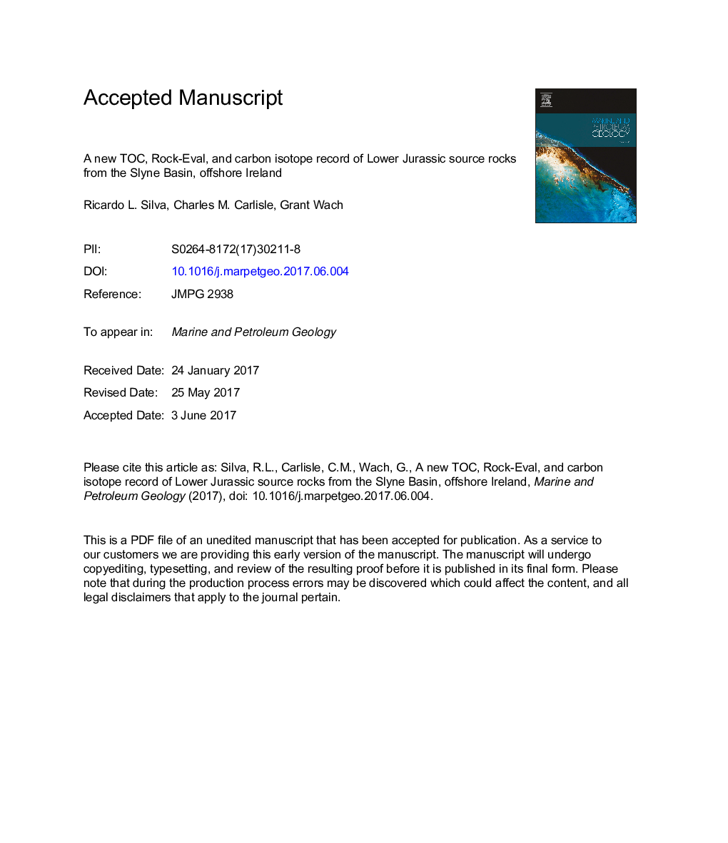 A new TOC, Rock-Eval, and carbon isotope record of Lower Jurassic source rocks from the Slyne Basin, offshore Ireland