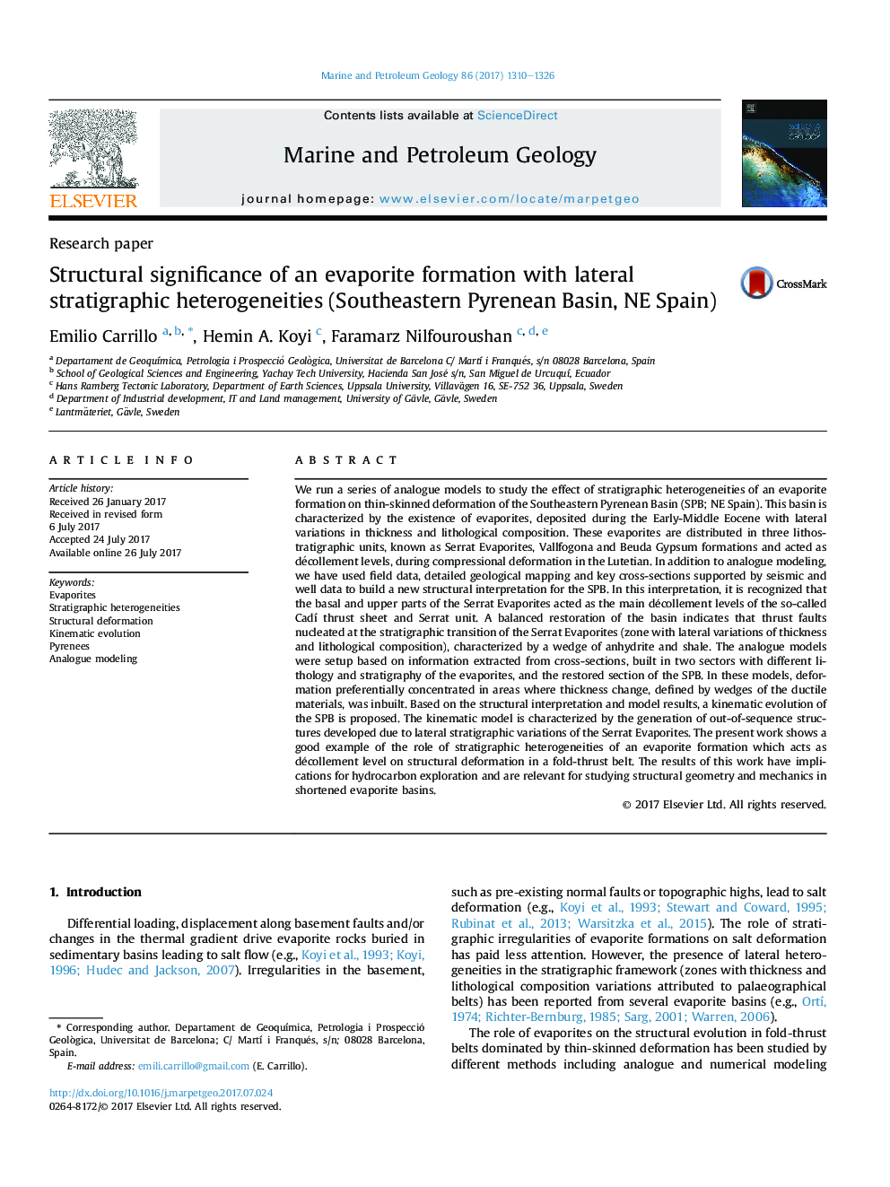 Structural significance of an evaporite formation with lateral stratigraphic heterogeneities (Southeastern Pyrenean Basin, NE Spain)