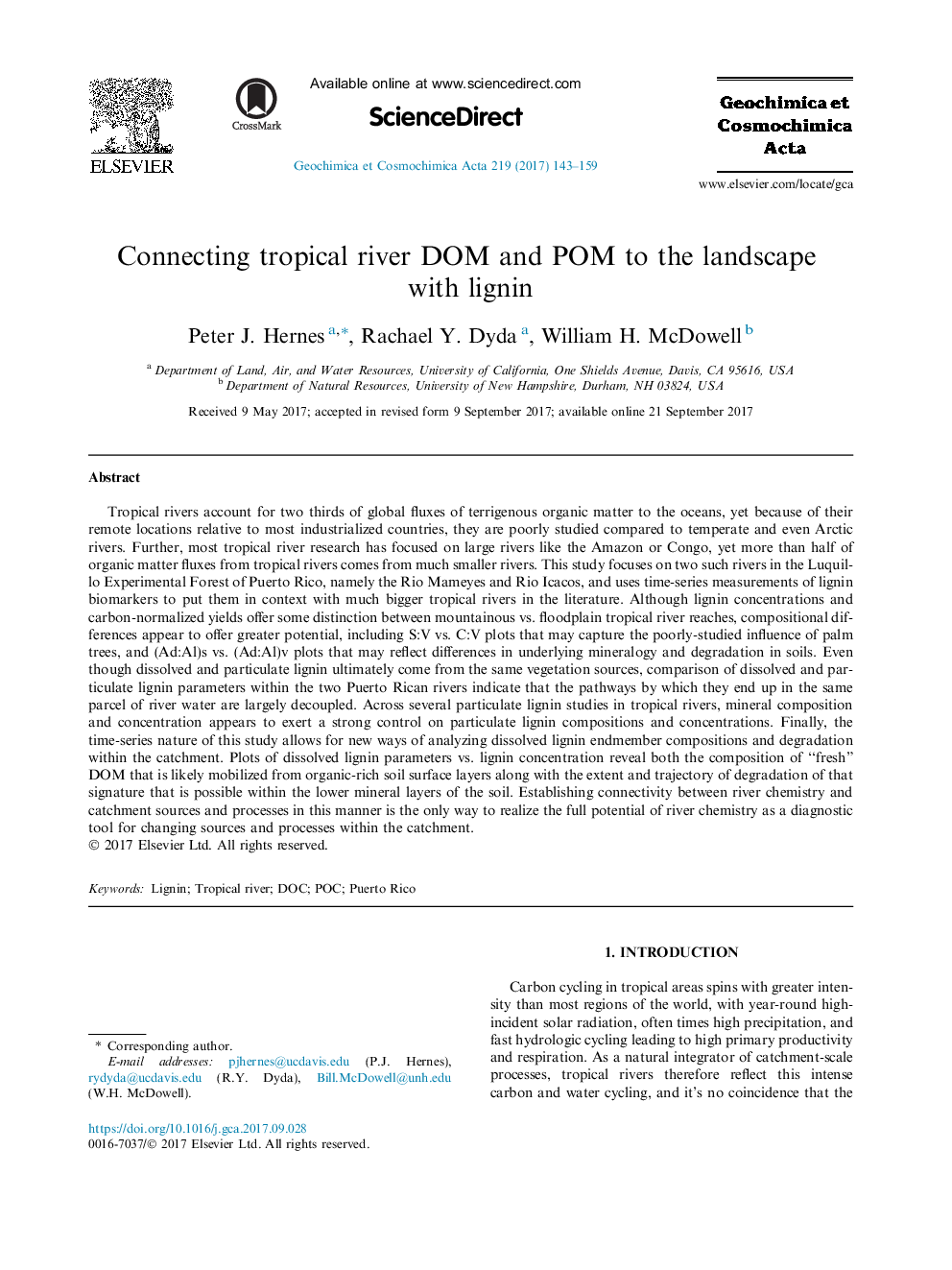 Connecting tropical river DOM and POM to the landscape with lignin