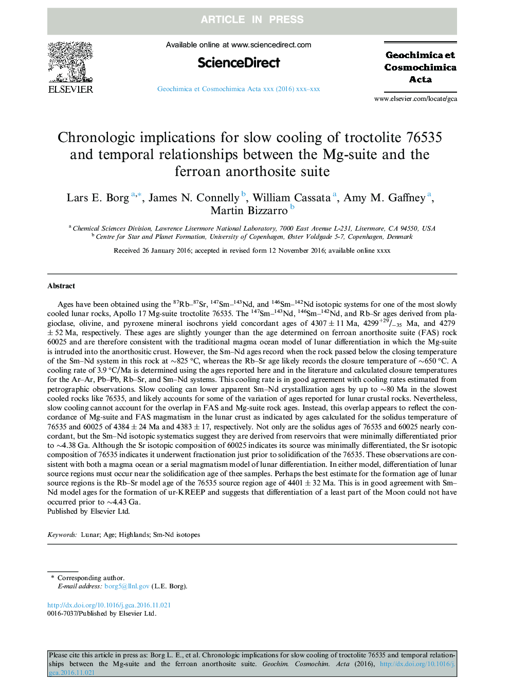 Chronologic implications for slow cooling of troctolite 76535 and temporal relationships between the Mg-suite and the ferroan anorthosite suite