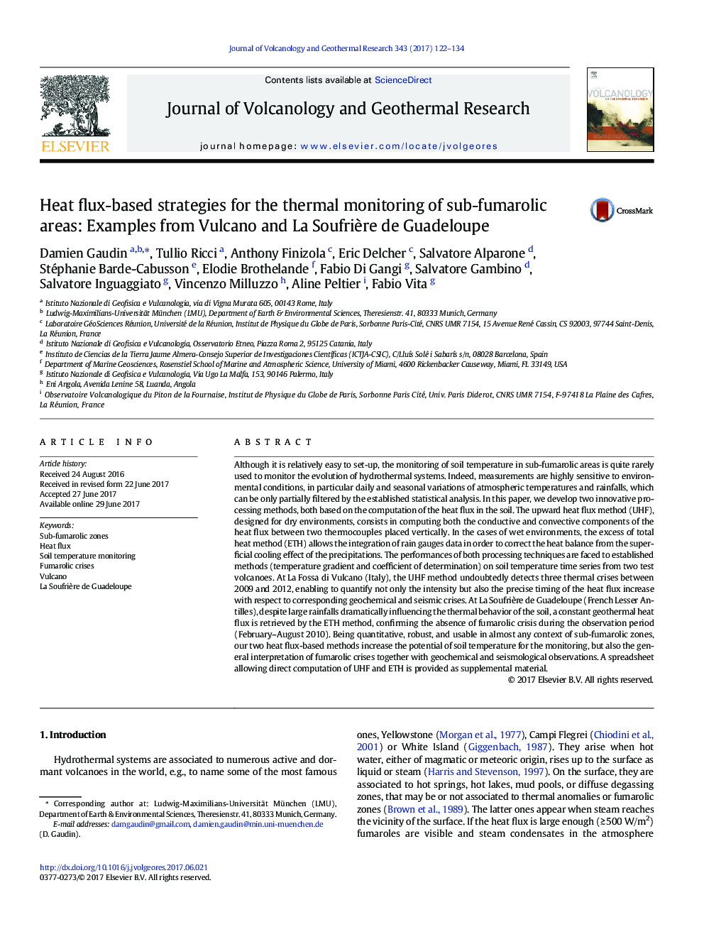 Heat flux-based strategies for the thermal monitoring of sub-fumarolic areas: Examples from Vulcano and La SoufriÃ¨re de Guadeloupe