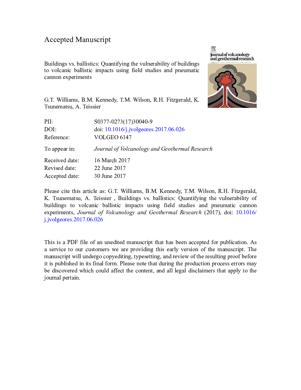 Buildings vs. ballistics: Quantifying the vulnerability of buildings to volcanic ballistic impacts using field studies and pneumatic cannon experiments