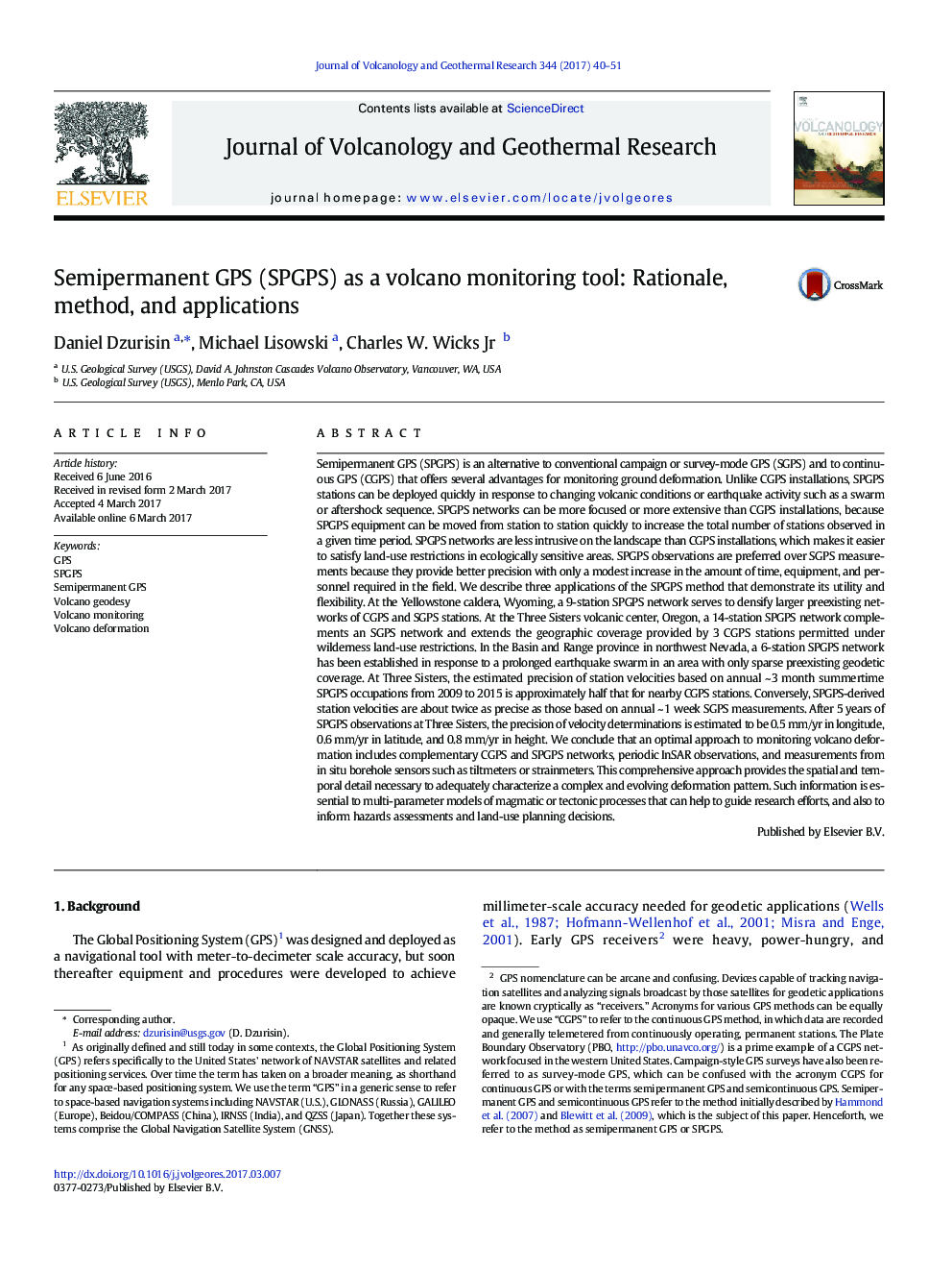 Semipermanent GPS (SPGPS) as a volcano monitoring tool: Rationale, method, and applications