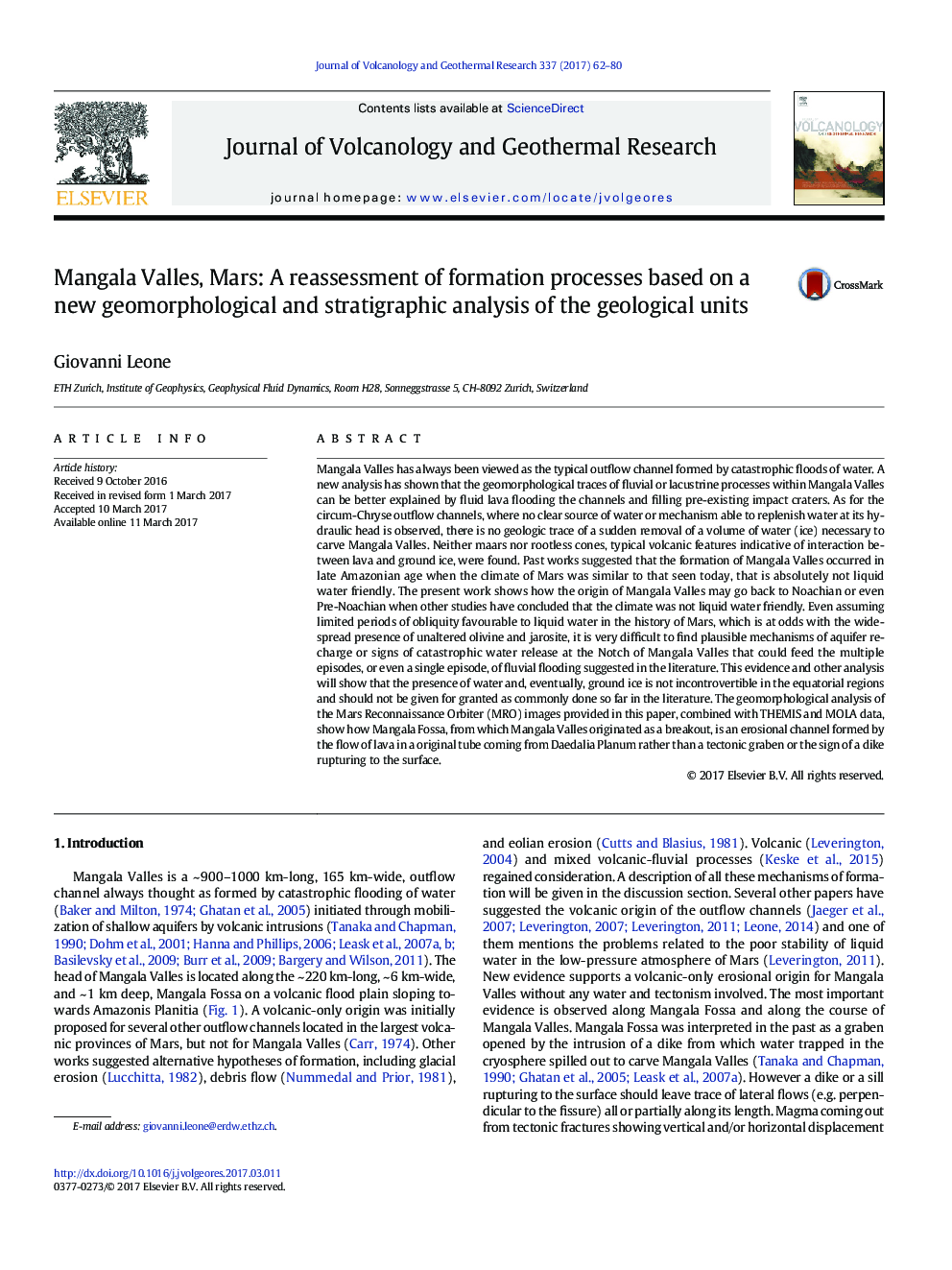 Mangala Valles, Mars: A reassessment of formation processes based on a new geomorphological and stratigraphic analysis of the geological units