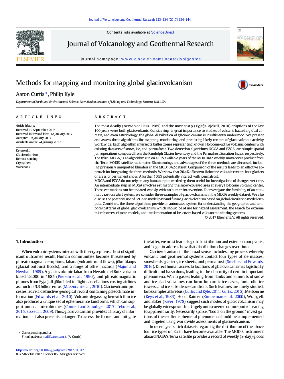 روش های نقشه برداری و نظارت بر گلایسوولکانیزم جهانی