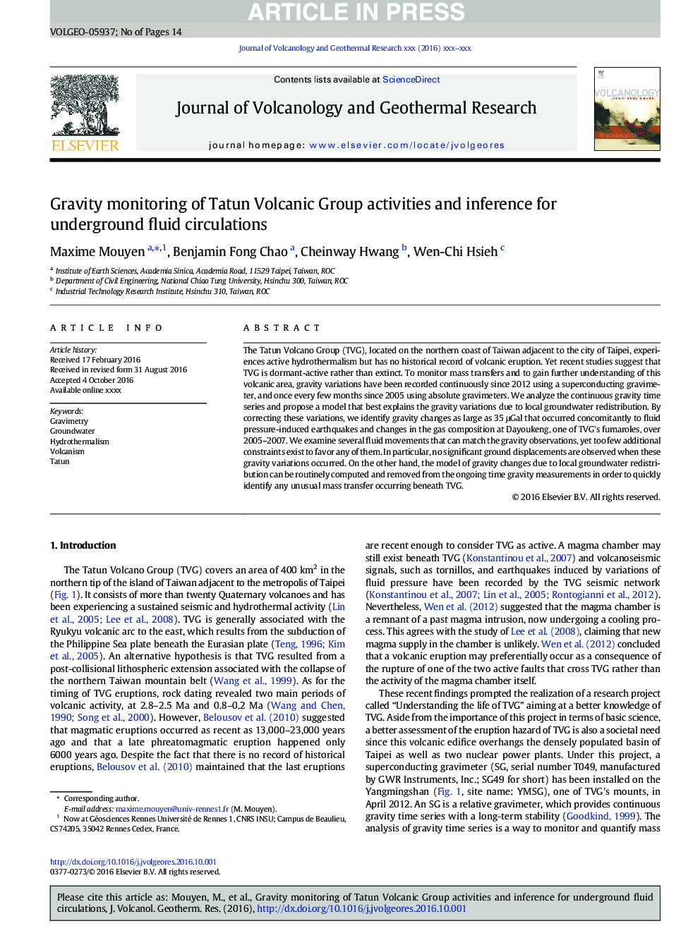 Gravity monitoring of Tatun Volcanic Group activities and inference for underground fluid circulations