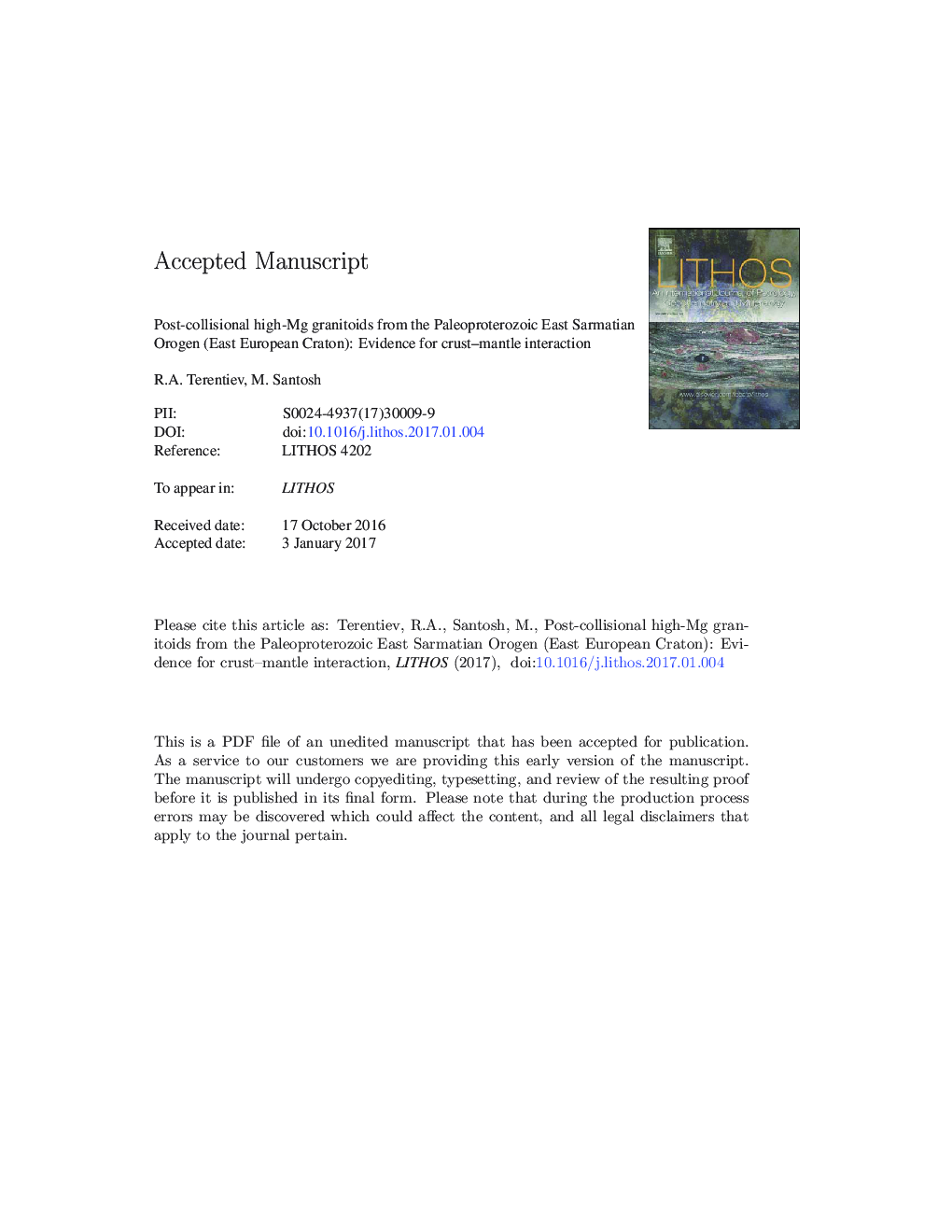 Post-collisional high-Mg granitoids from the Paleoproterozoic East Sarmatian Orogen (East European Craton): Evidence for crust-mantle interaction