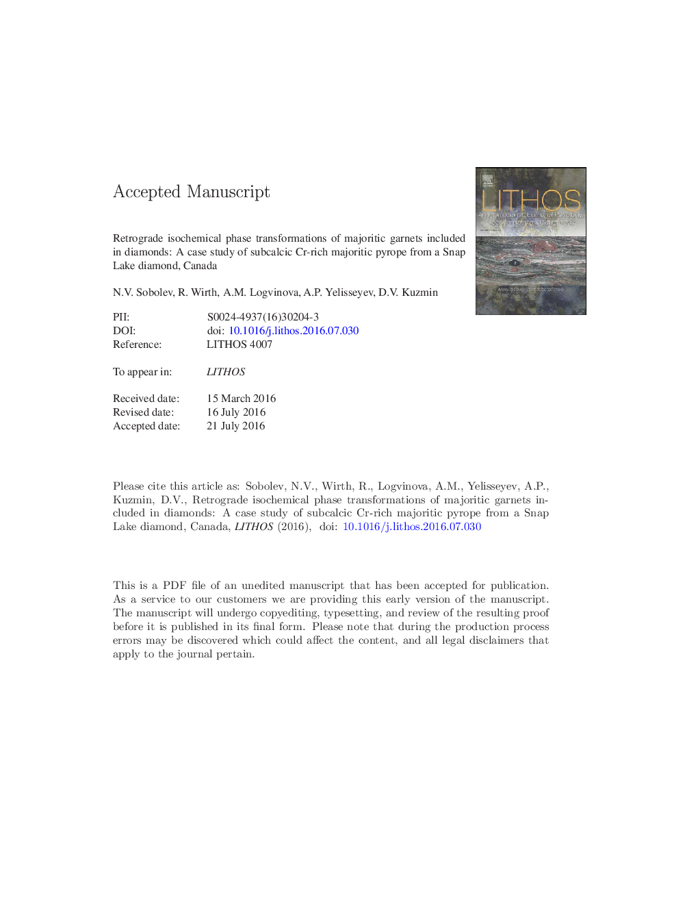 Retrograde isochemical phase transformations of majoritic garnets included in diamonds: A case study of subcalcic Cr-rich majoritic pyrope from a Snap Lake diamond, Canada