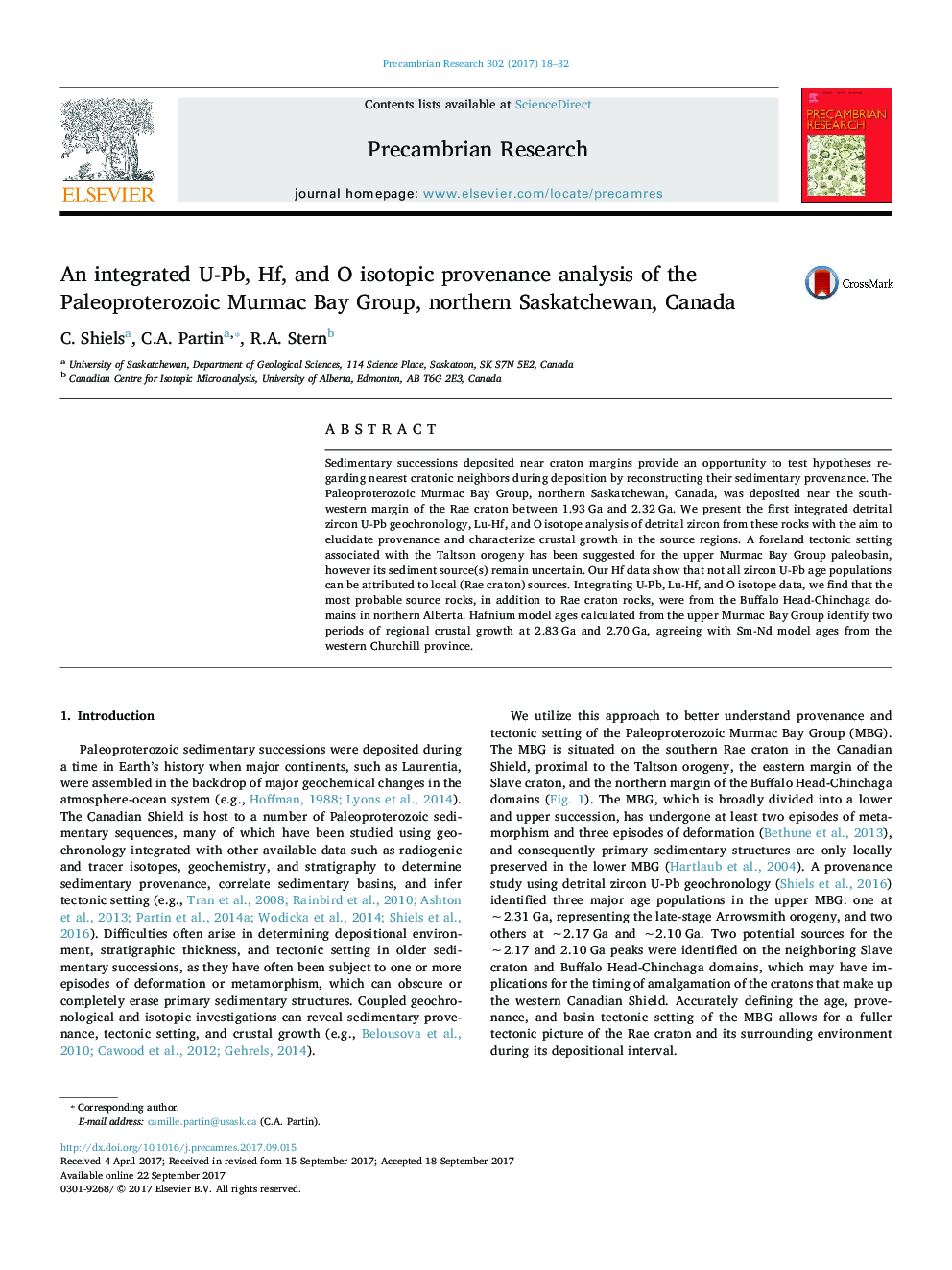 An integrated U-Pb, Hf, and O isotopic provenance analysis of the Paleoproterozoic Murmac Bay Group, northern Saskatchewan, Canada