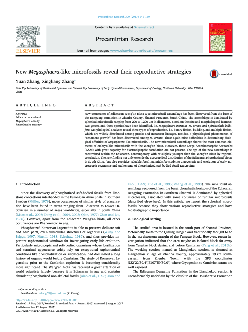 New Megasphaera-like microfossils reveal their reproductive strategies