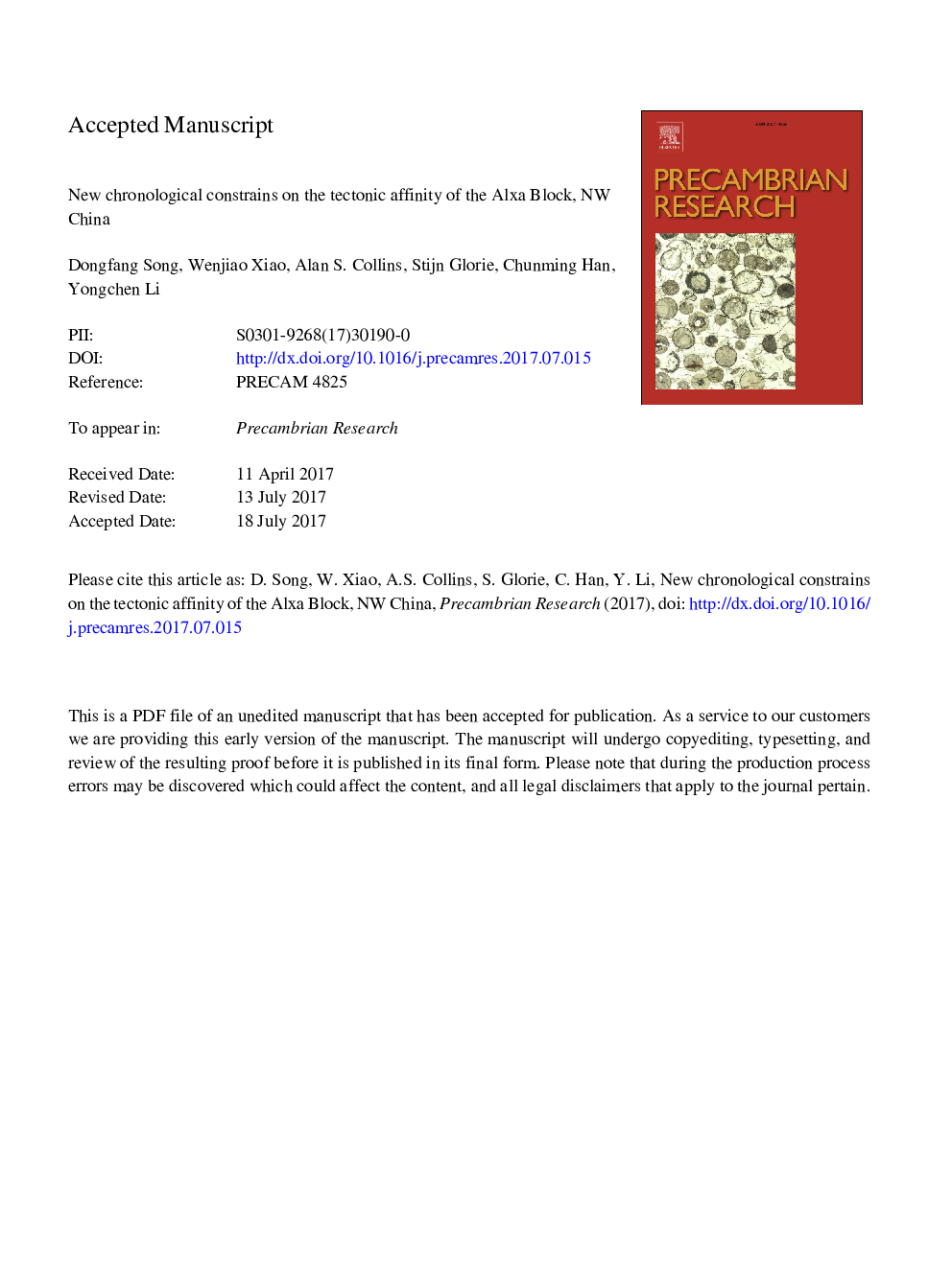 New chronological constrains on the tectonic affinity of the Alxa Block, NW China