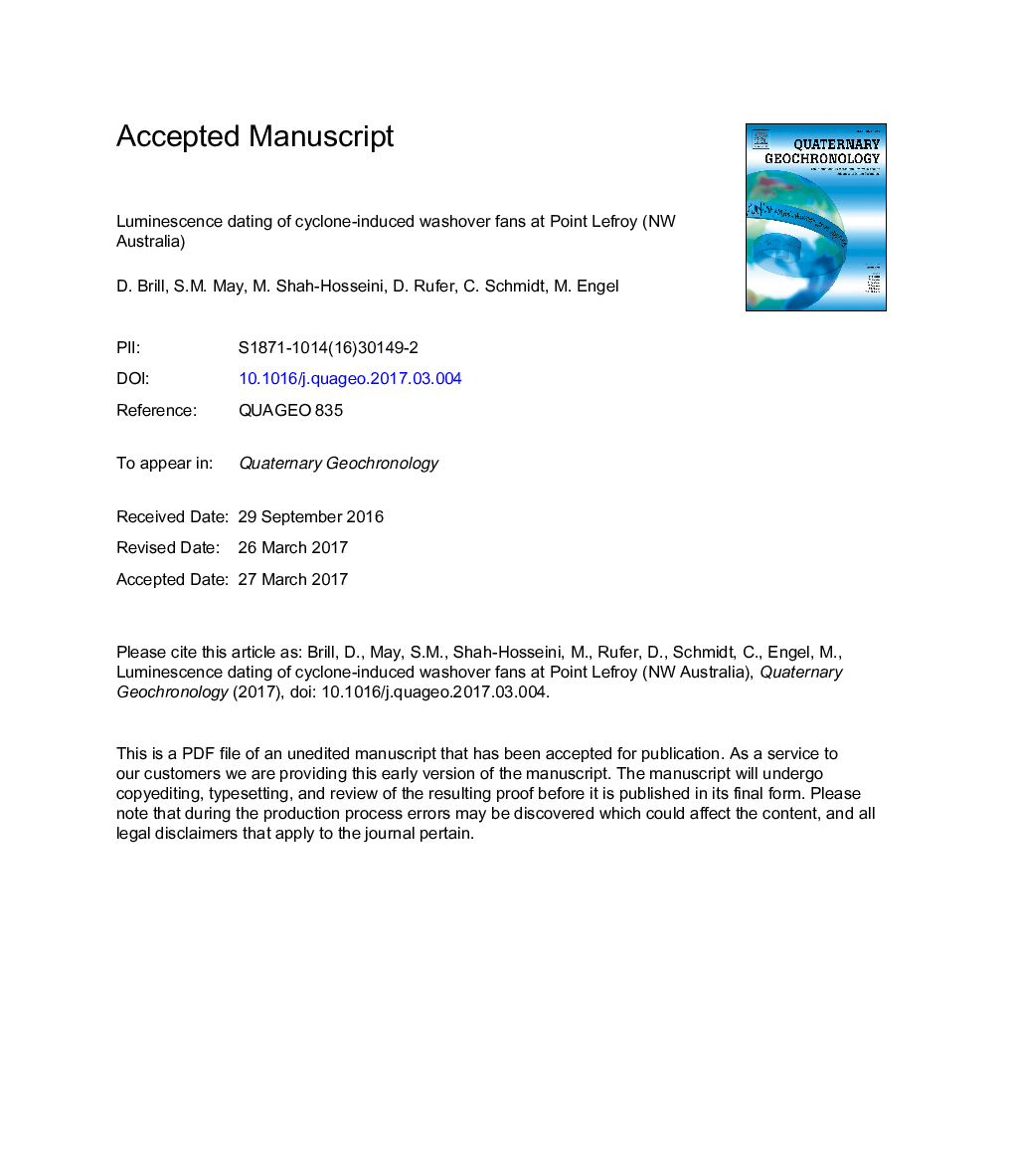 Luminescence dating of cyclone-induced washover fans at Point Lefroy (NW Australia)