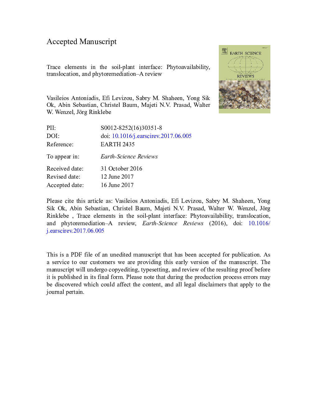 Trace elements in the soil-plant interface: Phytoavailability, translocation, and phytoremediation-A review