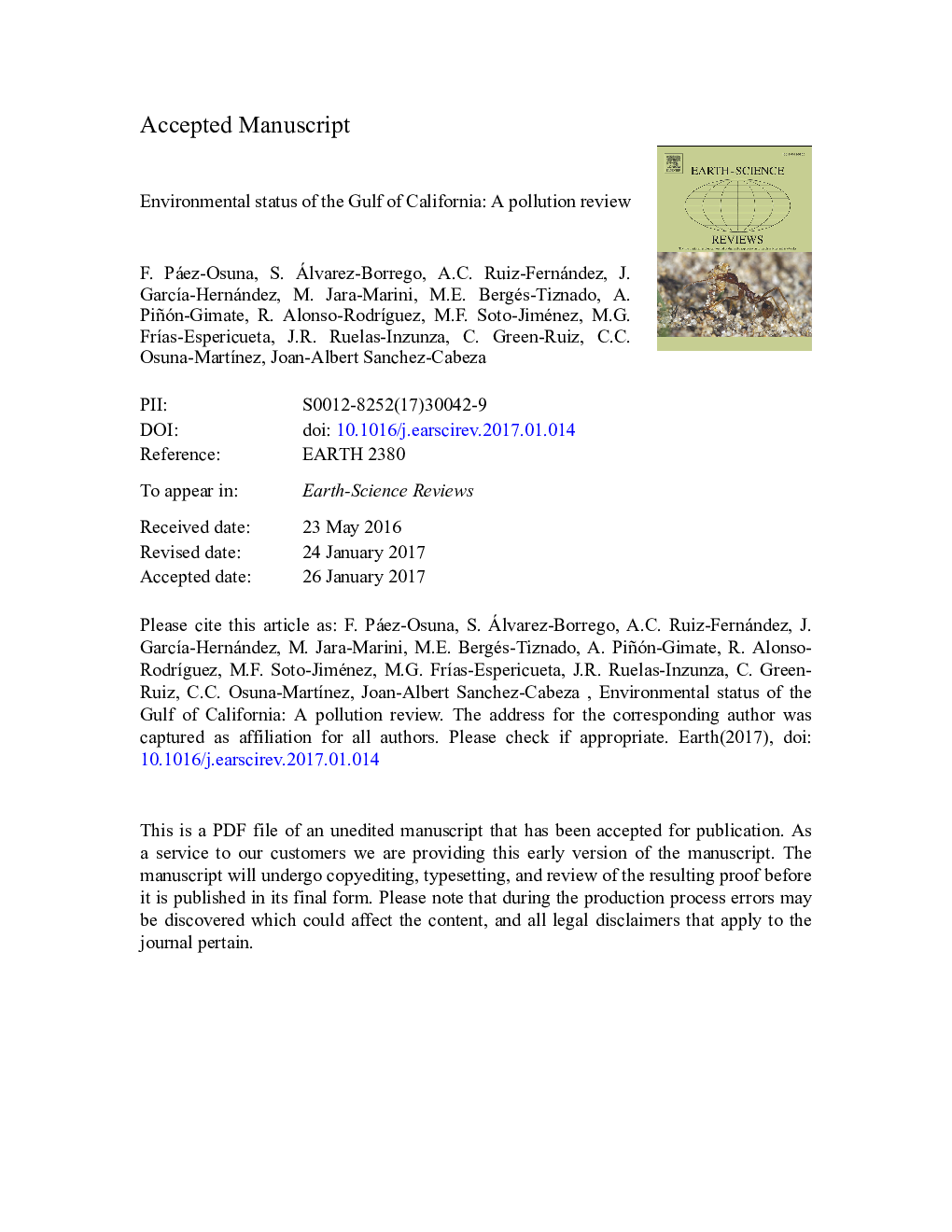 Environmental status of the Gulf of California: A pollution review