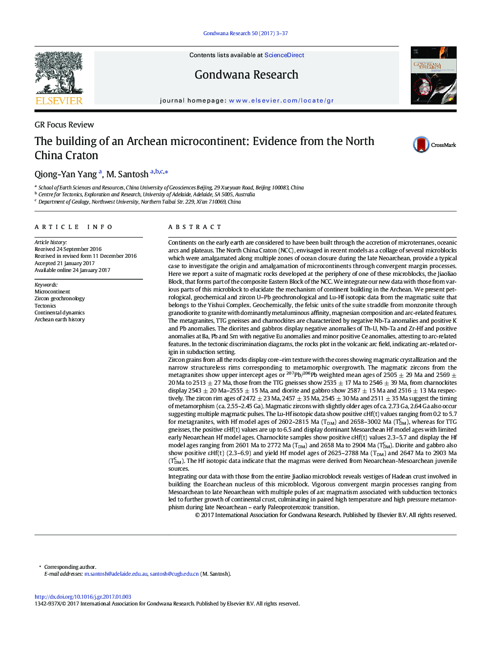 GR Focus ReviewThe building of an Archean microcontinent: Evidence from the North China Craton