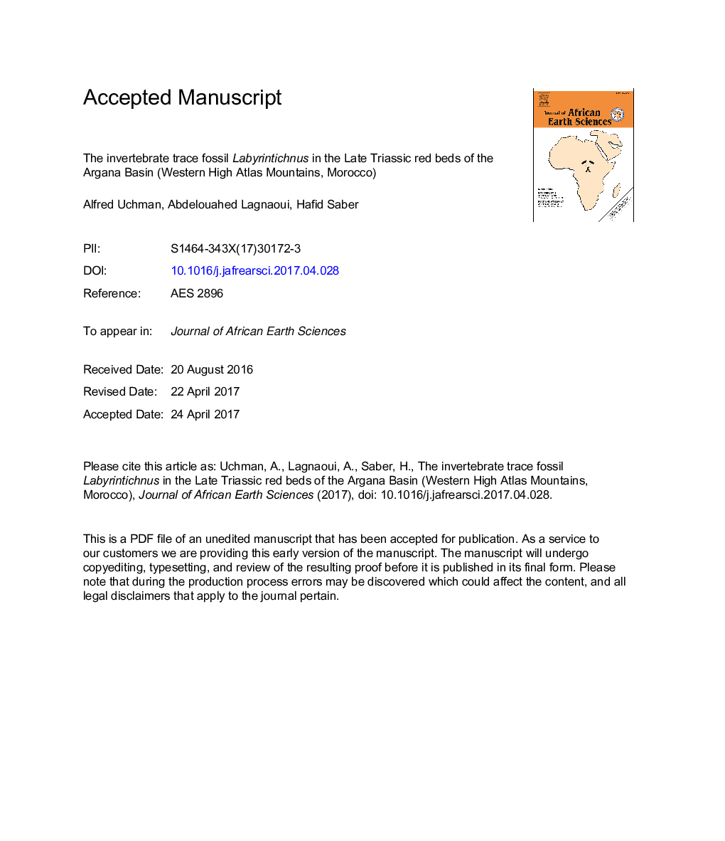 The invertebrate trace fossil Labyrintichnus in the Late Triassic red beds of the Argana Basin (Western High Atlas Mountains, Morocco)