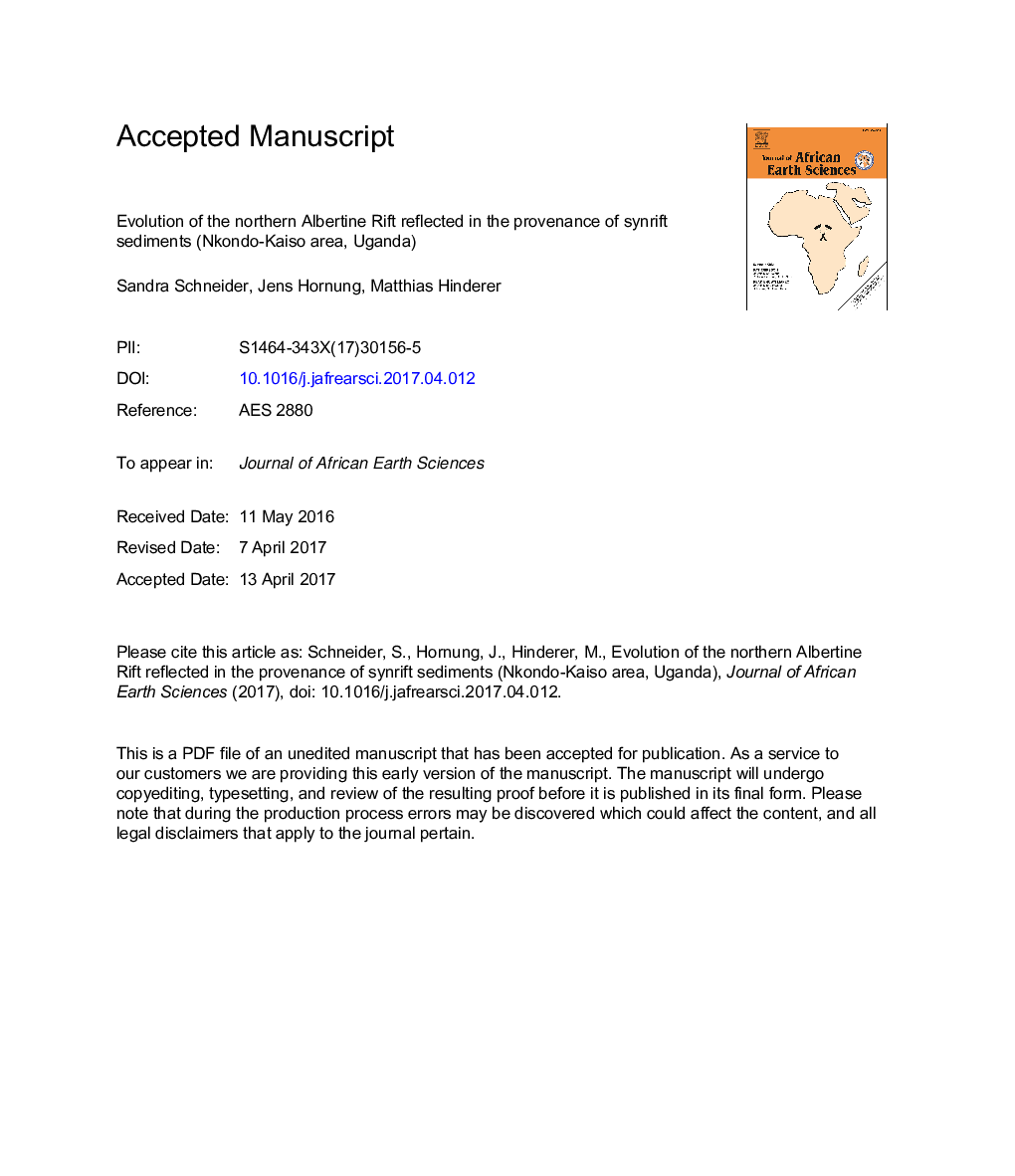 Evolution of the northern Albertine Rift reflected in the provenance of synrift sediments (Nkondo-Kaiso area, Uganda)