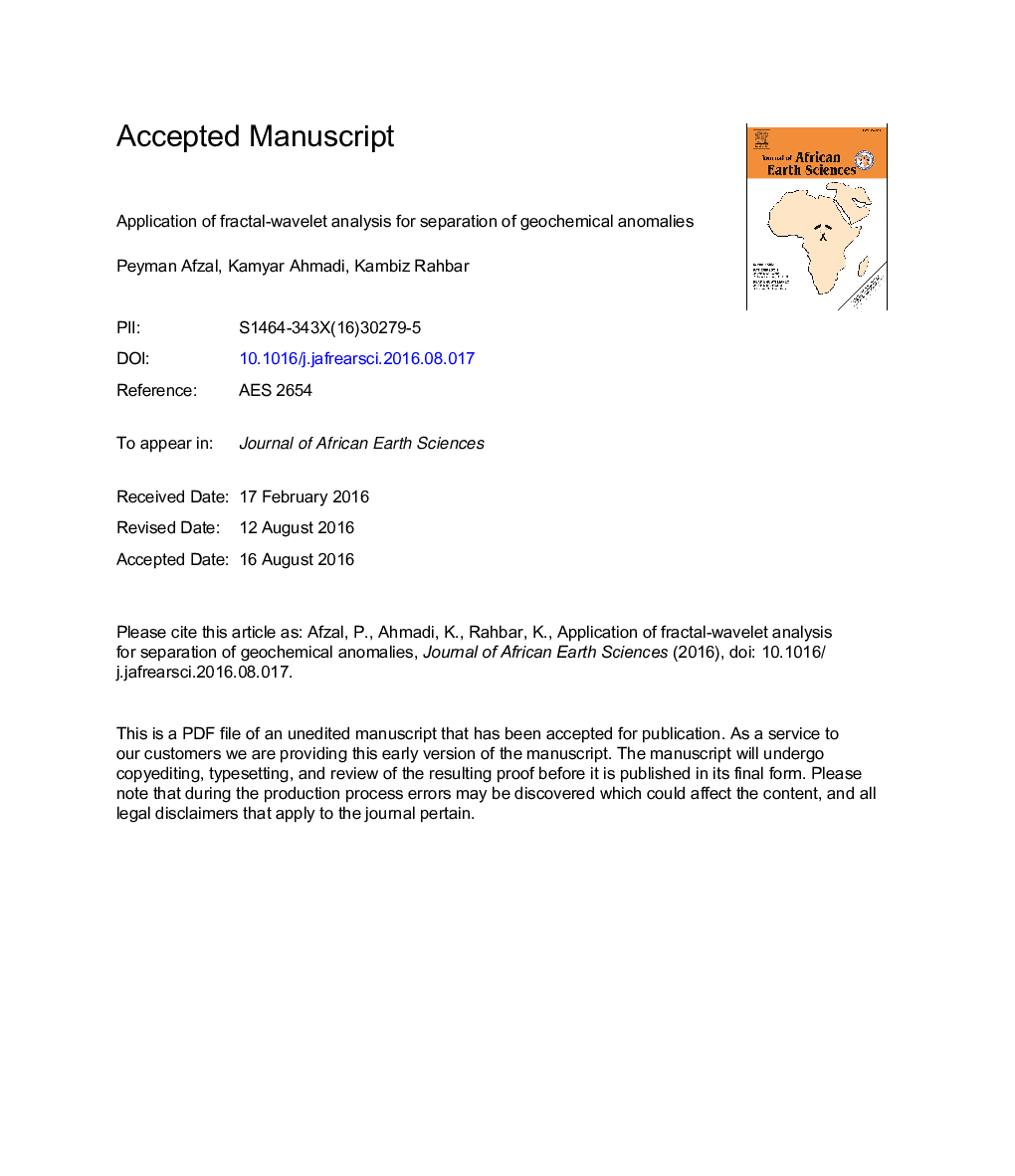 Application of fractal-wavelet analysis for separation of geochemical anomalies