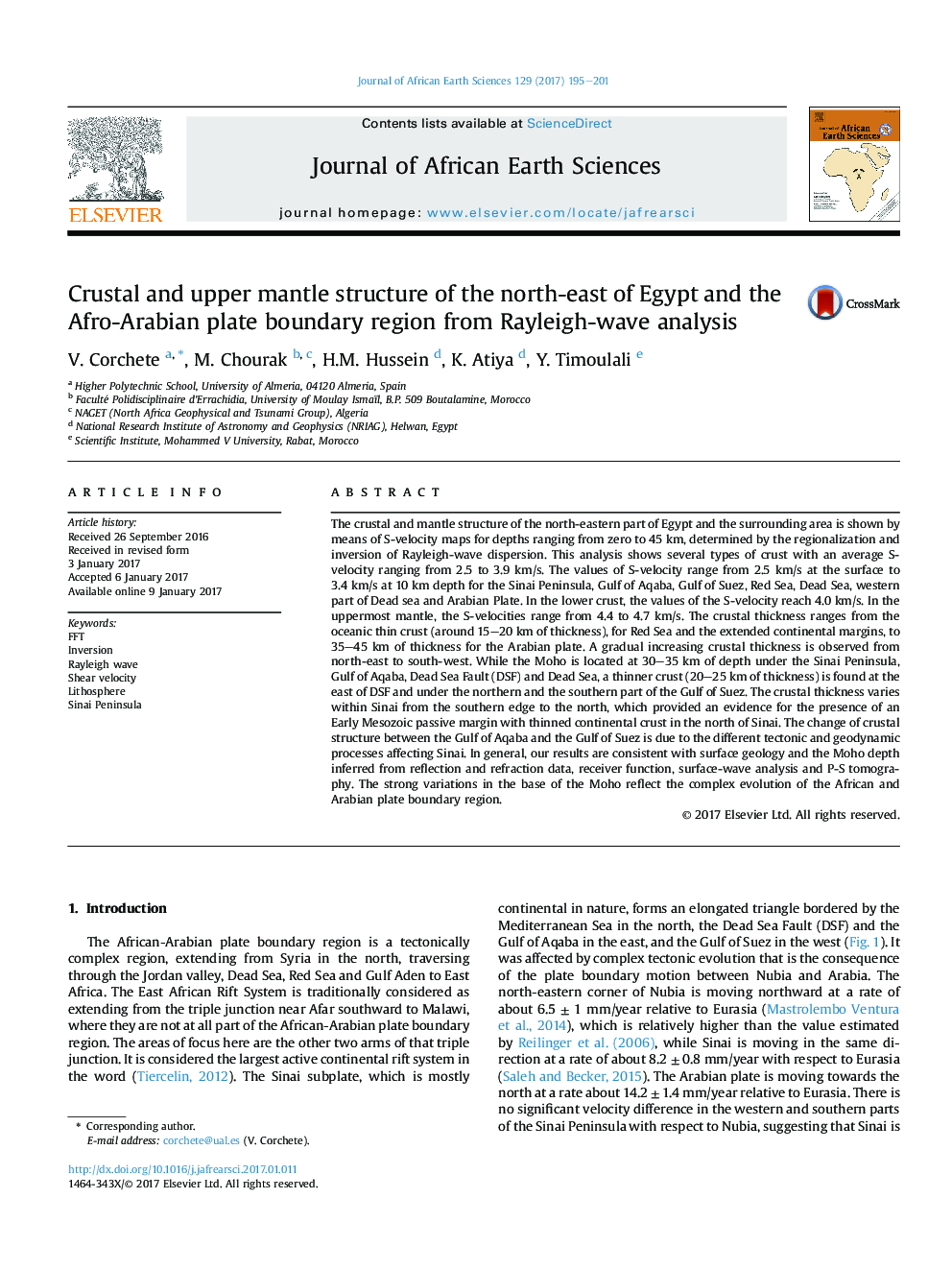 Crustal and upper mantle structure of the north-east of Egypt and the Afro-Arabian plate boundary region from Rayleigh-wave analysis