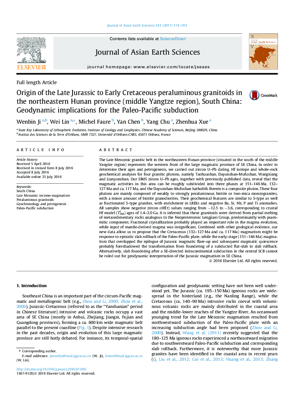 طول کامل مقاله مقاله از ژوراسیک پسین تا گرانیتویدهای پرآلومینای اولیه کرتاسه در استان هونان شمال شرقی (منطقه یانگ تزی متوسط)، جنوب چین: مفاهیم ژئودینامیک برای فراموشی پالئو-اقیانوس آرام