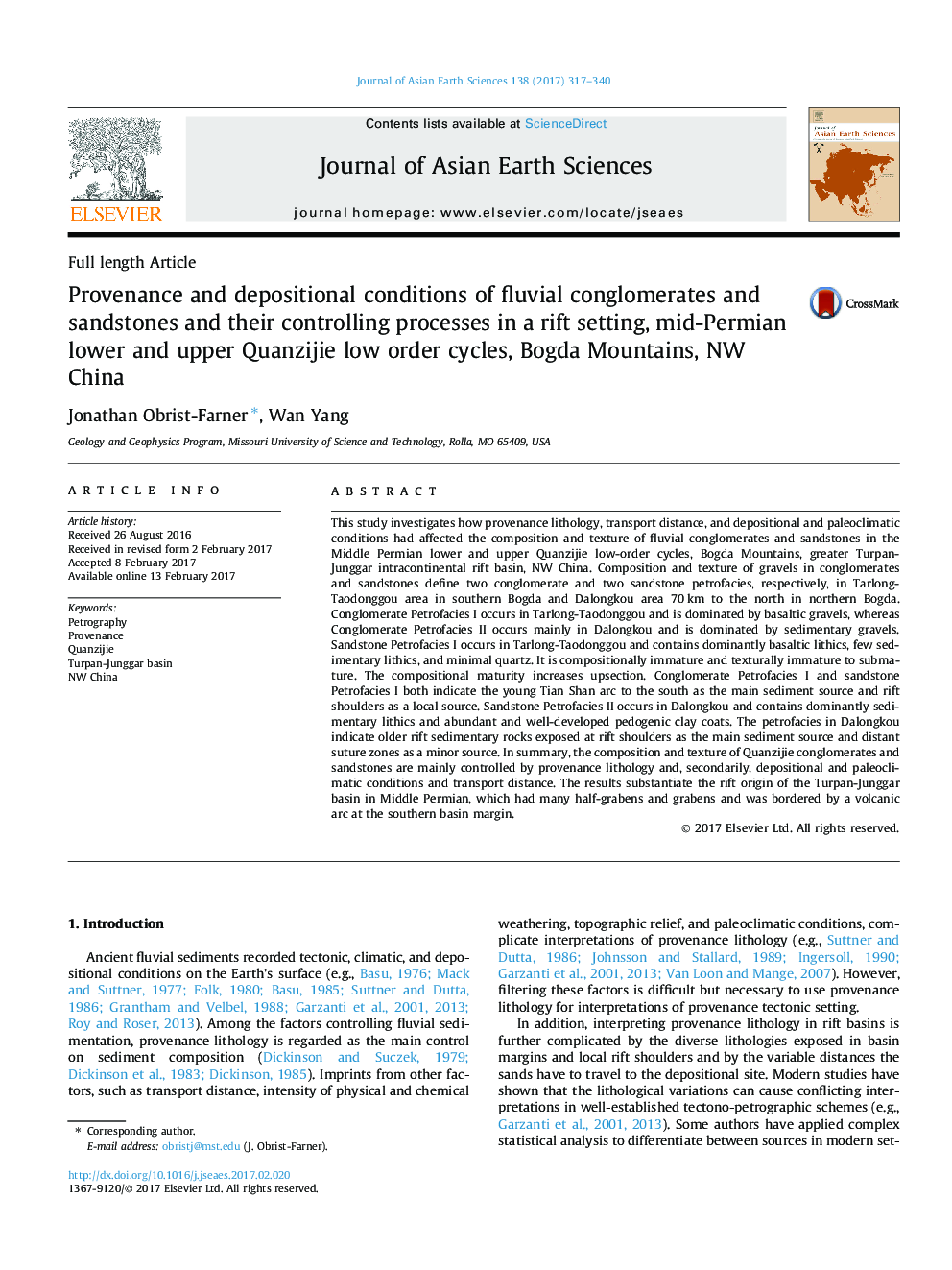 Provenance and depositional conditions of fluvial conglomerates and sandstones and their controlling processes in a rift setting, mid-Permian lower and upper Quanzijie low order cycles, Bogda Mountains, NW China