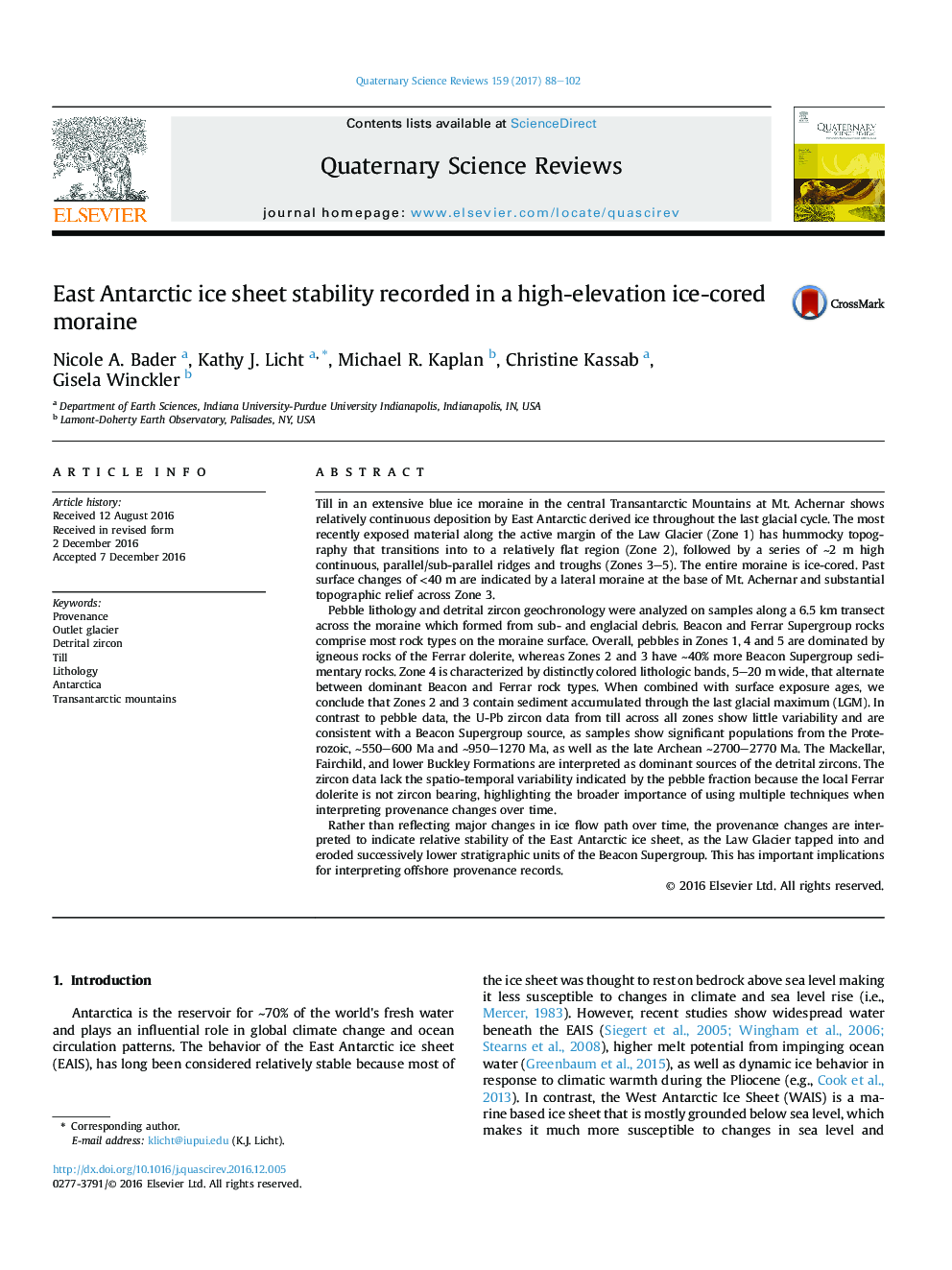 East Antarctic ice sheet stability recorded in a high-elevation ice-cored moraine