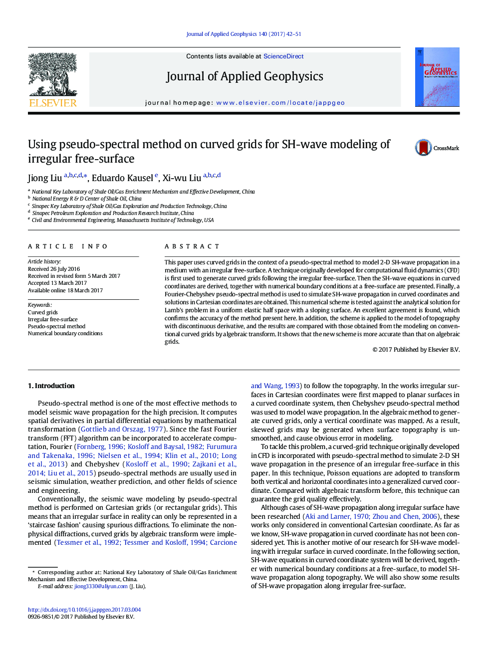 Using pseudo-spectral method on curved grids for SH-wave modeling of irregular free-surface