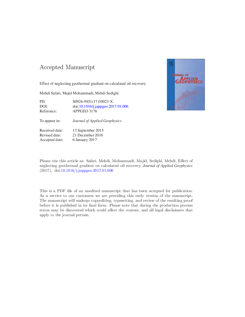 Effect of neglecting geothermal gradient on calculated oil recovery