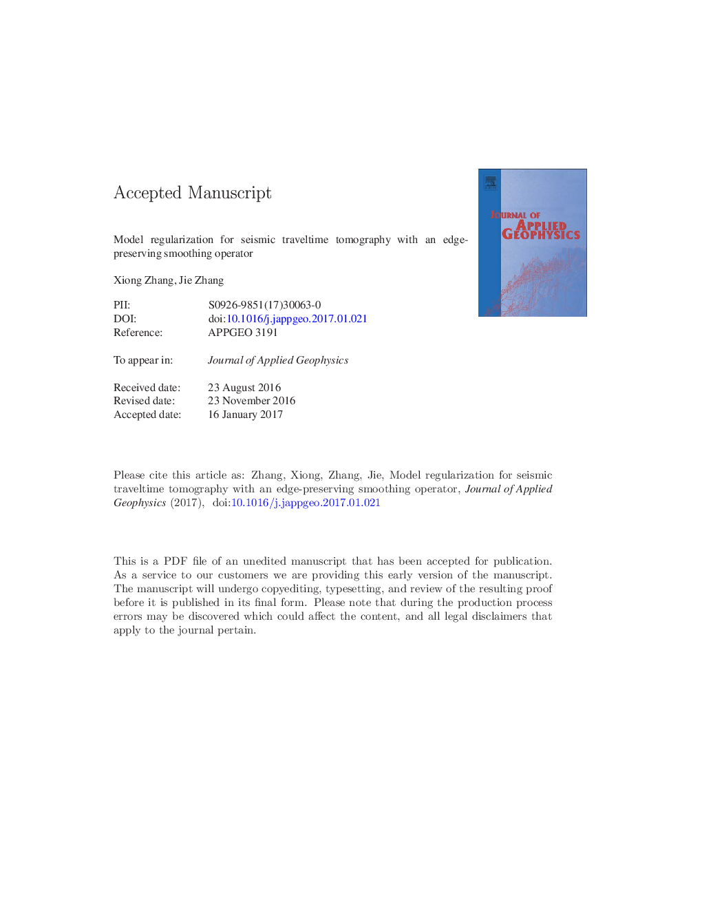 Model regularization for seismic traveltime tomography with an edge-preserving smoothing operator