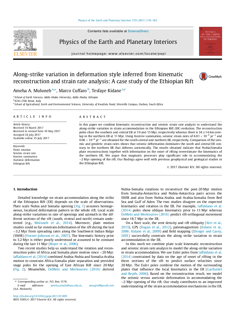 Along-strike variation in deformation style inferred from kinematic reconstruction and strain rate analysis: A case study of the Ethiopian Rift