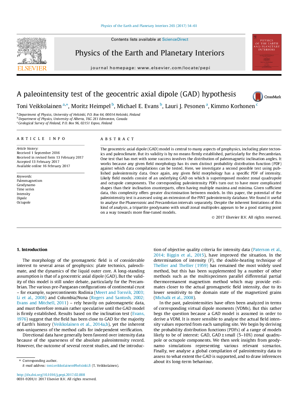 A paleointensity test of the geocentric axial dipole (GAD) hypothesis