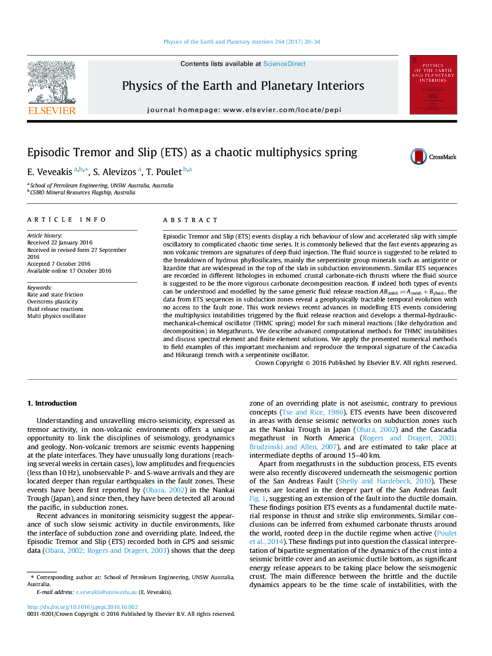 Episodic Tremor and Slip (ETS) as a chaotic multiphysics spring