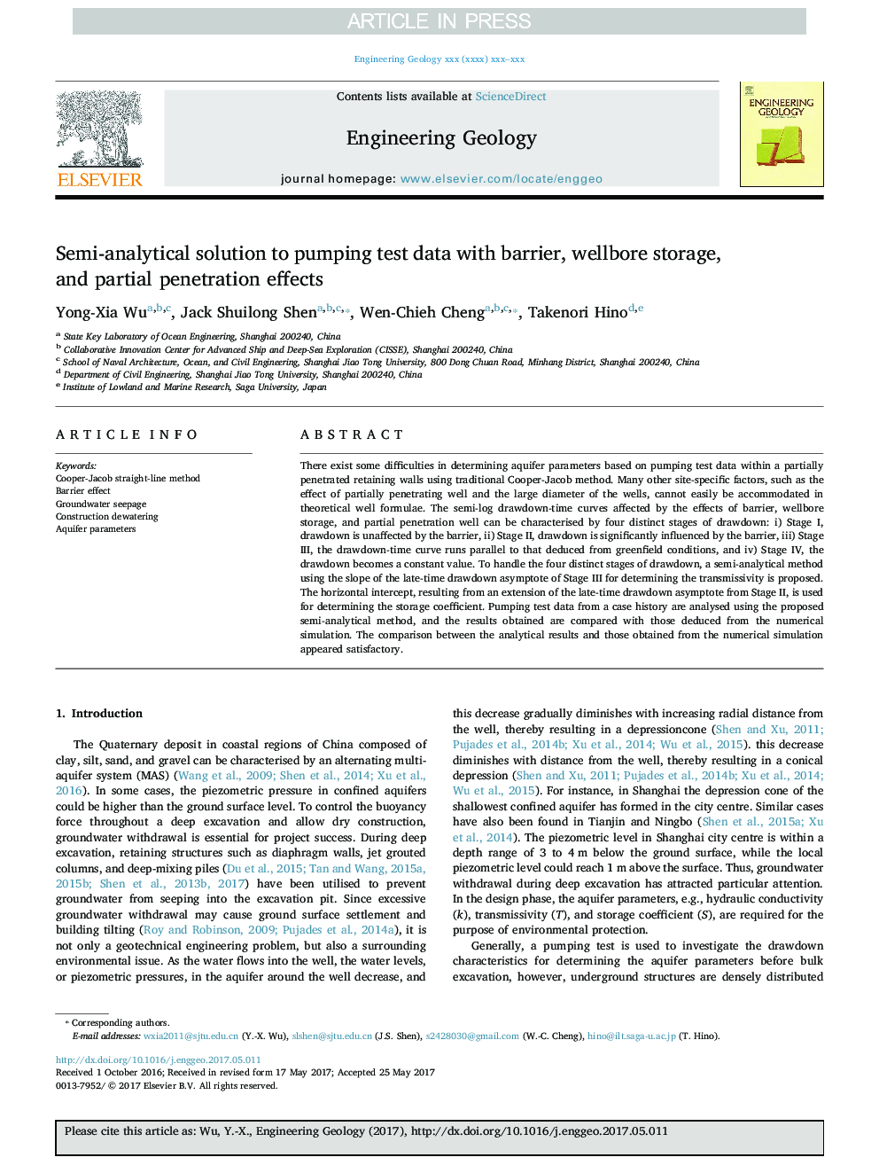 Semi-analytical solution to pumping test data with barrier, wellbore storage, and partial penetration effects